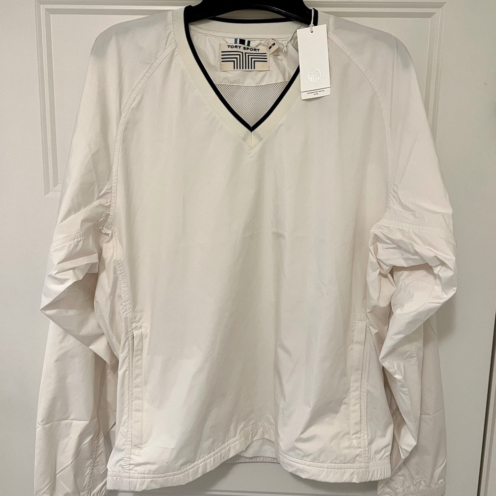 New Tory Burch V Neck Pullover Windbreaker Windshirt Medium
